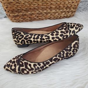 Lightly Used Vionic 9.5 Caballo flats leopard shoe calf hair pointy toe